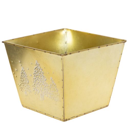 Metalen plantenbak met glinsterend dennenboommotief, 18 cm | Floristik24.nl
