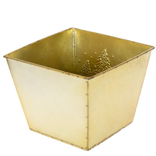 Metalen plantenbak met glinsterend dennenboommotief, 18 cm | Floristik24.nl