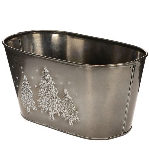 Ovale plantenbak met reliëf van een sparrenboom, 25 cm | Floristik24.nl