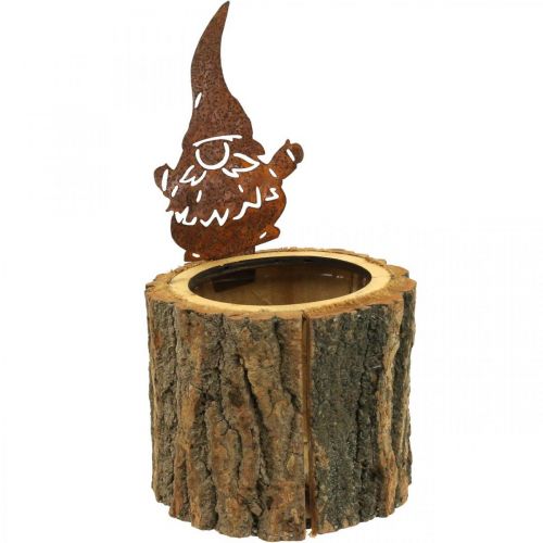 Bloempot houten plantenbak houtlook roestig imp H24cm