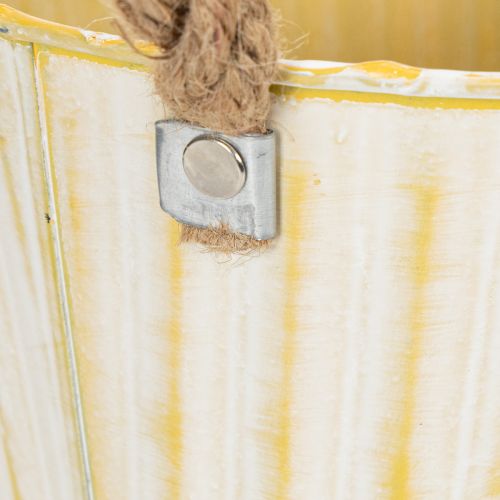 Artikel Metalen pot, lentedecoratie, plantenbak met handvatten, geel, shabby chic, Ø18cm, H17.5cm