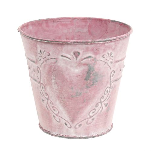 Floristik24 Metalen pot roze Ø12cm H11cm