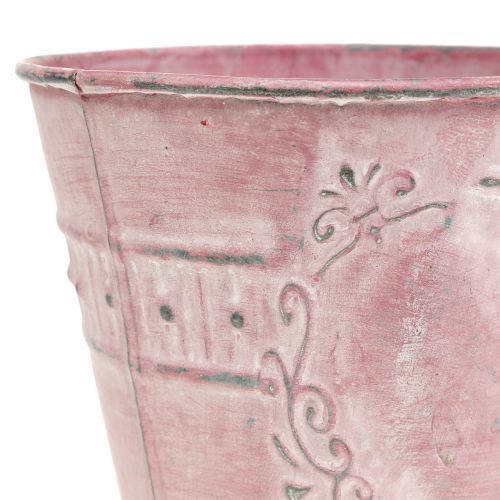 Floristik24 Metalen pot roze Ø12cm H11cm