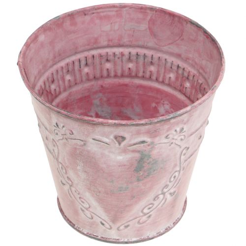 Floristik24 Metalen pot roze Ø12cm H11cm