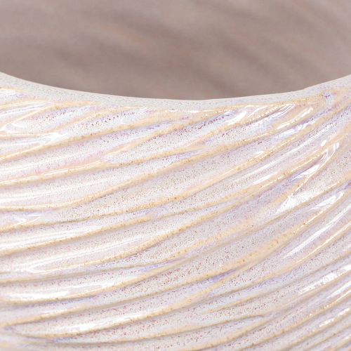 Artikel Keramische plantenbak crème-roze - moderne decoratieve plantenbak met groefpatroon Ø15cm 2 stuks