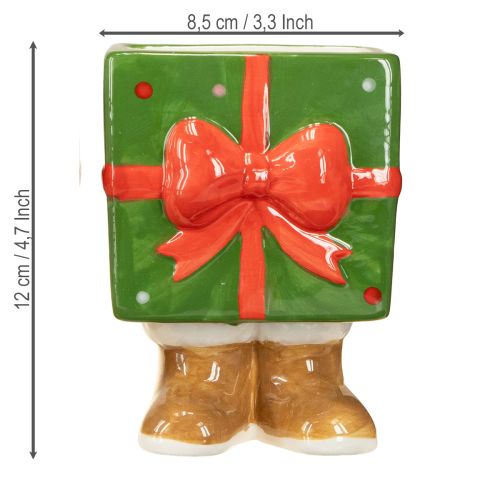 Artikel Keramische plantenbak kerstcadeau met pootjes H11,5cm 2 stuks