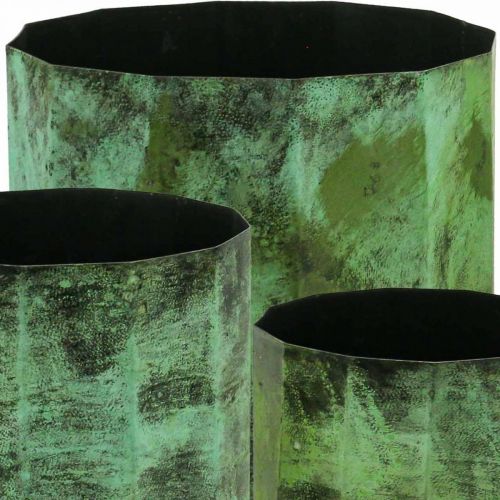Floristik24 Bloempot groen metaal Ø26cm/20cm/16cm set van 3
