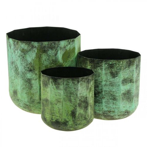Bloempot groen metaal Ø26cm/20cm/16cm set van 3