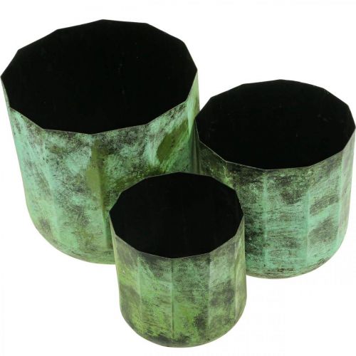 Floristik24 Bloempot groen metaal Ø26cm/20cm/16cm set van 3