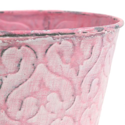 Floristik24 Plantpot verzinkt roze, wit gewassen Ø13cm H10.5cm