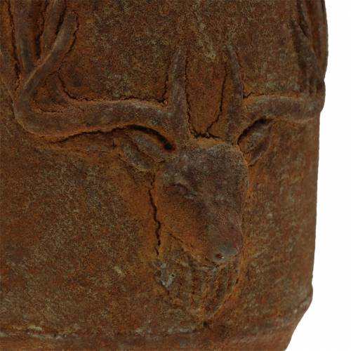 Floristik24 Bloempot roest patina met hertenkop Ø13.5cm H13cm