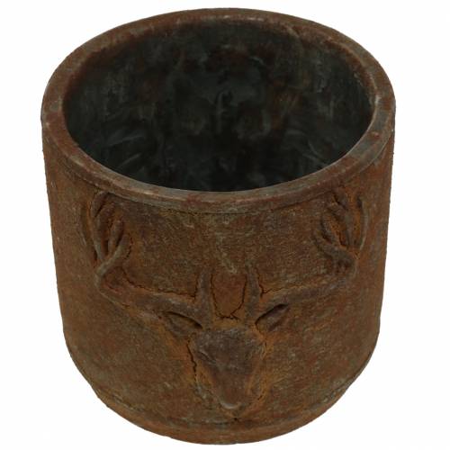 Floristik24 Bloempot roest patina met hertenkop Ø13.5cm H13cm