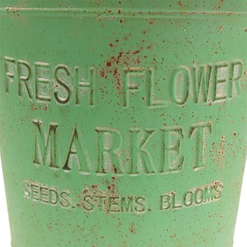 Floristik24 Antiek groene zinken emmer Ø20,5cm H22,5cm