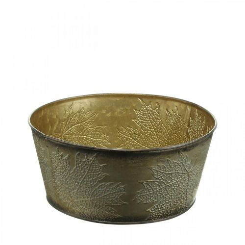 Floristik24 Herfstschaal, metalen pot met bladdecoratie, gouden plantenpot Ø25cm H10cm