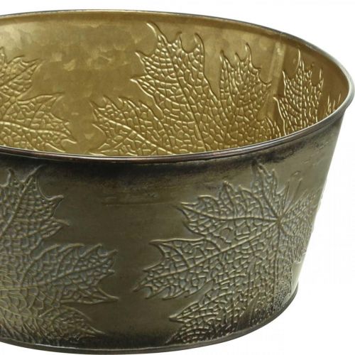 Floristik24 Herfstschaal, metalen pot met bladdecoratie, gouden plantenpot Ø25cm H10cm