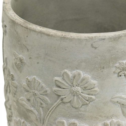 Floristik24 Plantenbak beton met bloemenpatroon plantenbak Ø12.5cm H11cm 3st