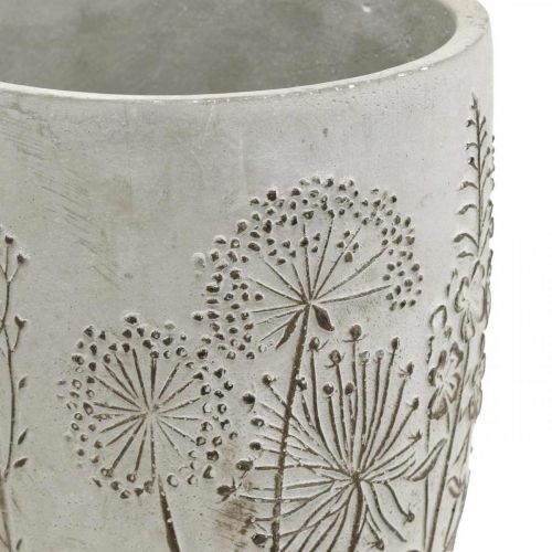 Floristik24 Vaas beton wit bloemenvaas met reliëf bloemen vintage Ø14,5cm