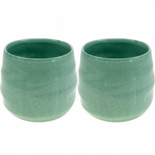 Floristik24 Keramische pot, plantenschaal, gegolfde keramische pot Ø16cm 2st