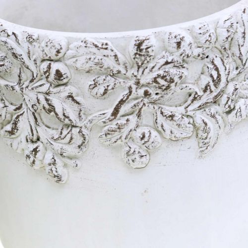 Floristik24 Keramiek vat, bloempot met eiken decor, plantenpot groen / wit / grijs Ø13cm H11.5cm set van 3
