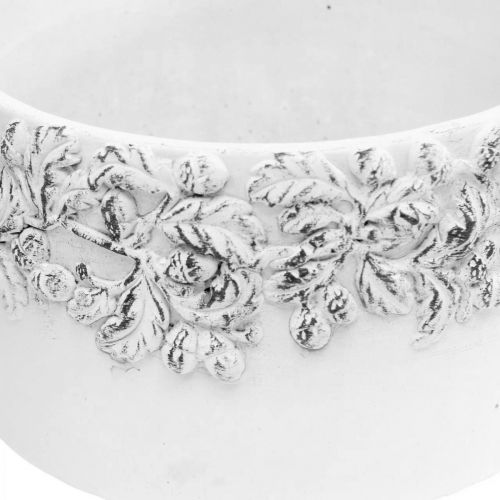 Floristik24 Plantenbakken met eikels en bladeren, plantenbak keramiek groen, wit, grijs Ø17cm H9.5cm set van 3