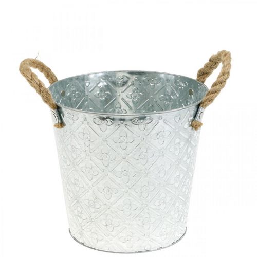 Floristik24 Decoratieve metalen pot, plantenpot met bloemmotief, metalen pot voor opplant Ø20,5cm