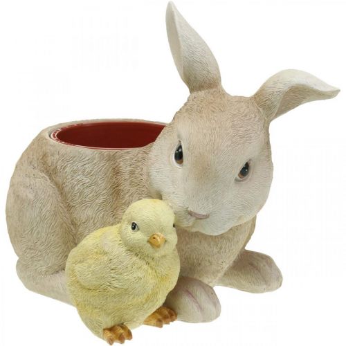 Paasdecoratie voor planten, konijn en kuiken, lente, plantenpot H24cm L30cm
