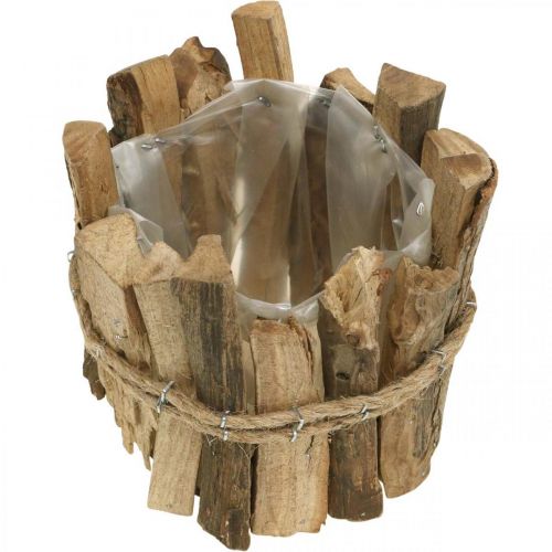 Floristik24 Bloempot houten plantenbak rustiek naturel H11.5cm Ø9cm