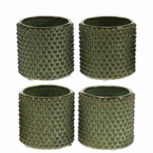 Floristik24 Plantenbak groen, bruin Ø7,5cm H8cm 4st