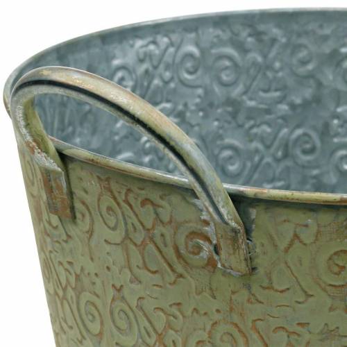 Floristik24 Emmer groen met handvatten Ø26cm vintage look plantenbak metaal roest