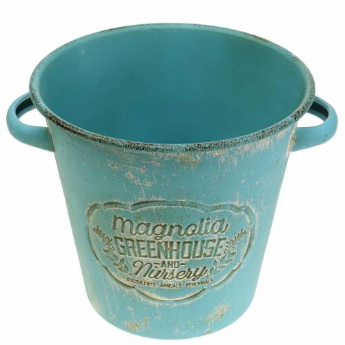 Floristik24 Bloempot emmer metaal turkoois Ø19,5cm H17,5cm