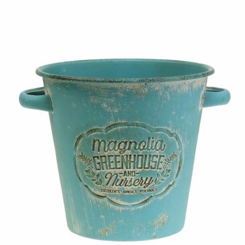 Floristik24 Bloempot emmer metaal turkoois Ø19,5cm H17,5cm