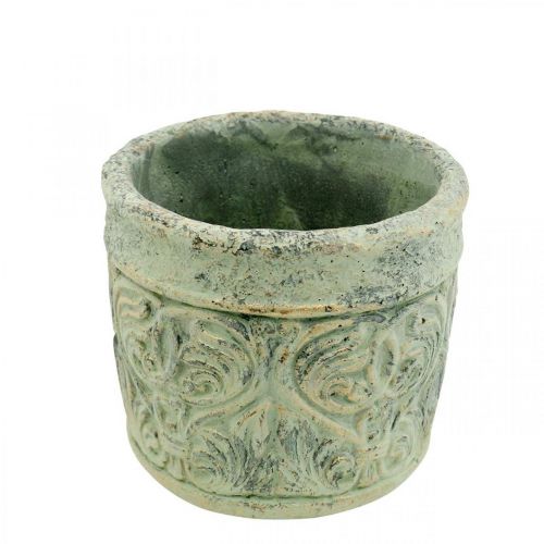 Floristik24 Bloempot antiek look groen, goud bloempot beton Ø9.5cm H10.5cm