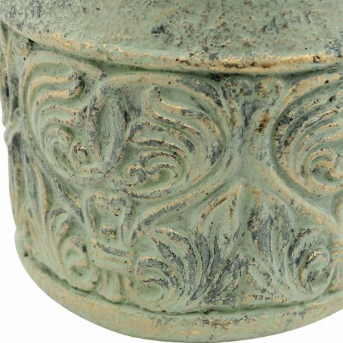 Floristik24 Bloempot antiek look groen, goud bloempot beton Ø9.5cm H10.5cm