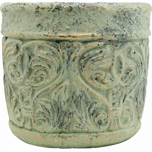 Floristik24 Bloempot antiek look groen, goud bloempot beton Ø9.5cm H10.5cm
