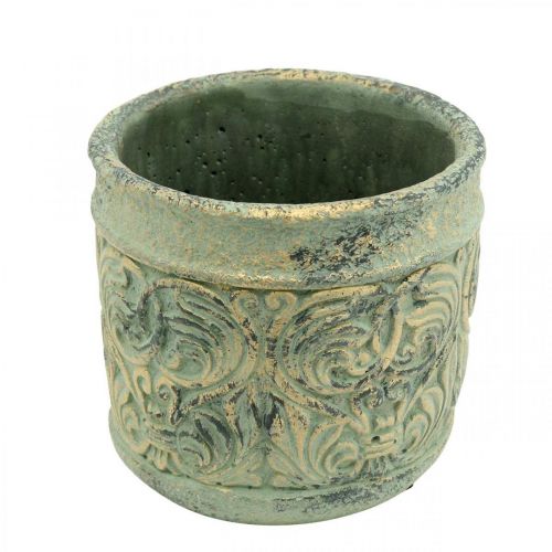 Floristik24 Plantenbak antiek look groen, gouden betonnen pot Ø11cm H12.5cm