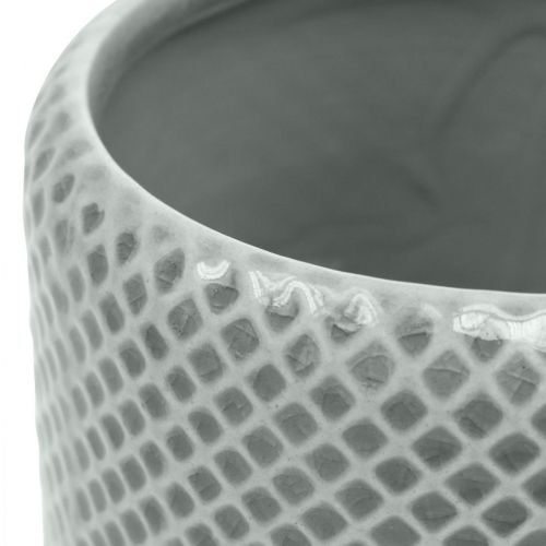 Floristik24 Planter met gevlochten patroon, keramiek cachepot, keramiek pot Ø16cm 2st