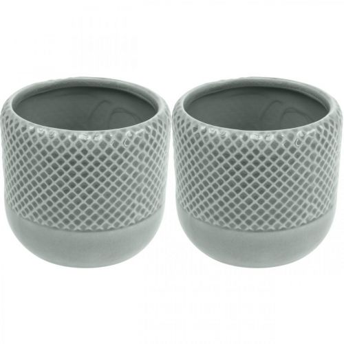 Floristik24 Planter met gevlochten patroon, keramiek cachepot, keramiek pot Ø16cm 2st