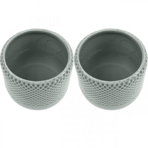 Floristik24 Planter met gevlochten patroon, keramiek cachepot, keramiek pot Ø16cm 2st