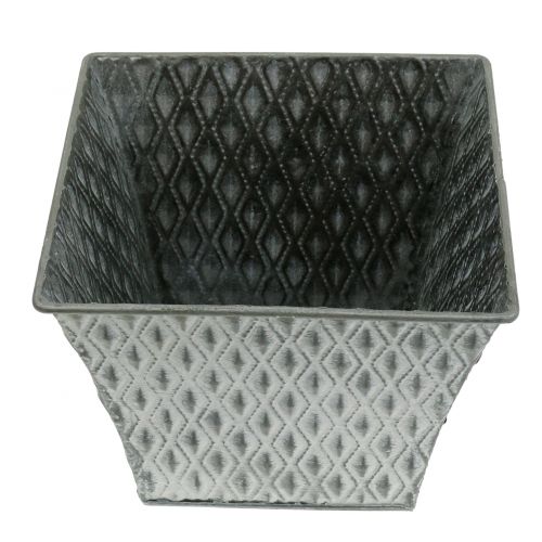 Artikel Zinkpot met ruitpatroon H15cm