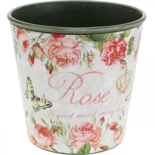 Artikel Plantenbak, emmer om te planten, plantenbak met roos H13cm Ø13,5cm