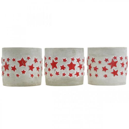 Artikel Keramische decoratie sterpatroon, plantenbak, betonlook, adventsdecoratie Ø10.5cm H9.5cm 3st