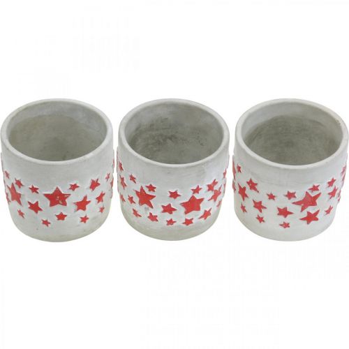 Artikel Keramische decoratie sterpatroon, plantenbak, betonlook, adventsdecoratie Ø10.5cm H9.5cm 3st