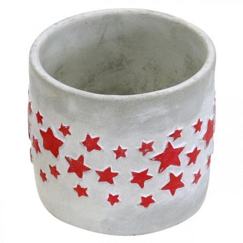Artikel Plantenbak met sterren, keramiek decoratie, betonlook, kerstplantenbak Ø12.5cm H11cm 3st