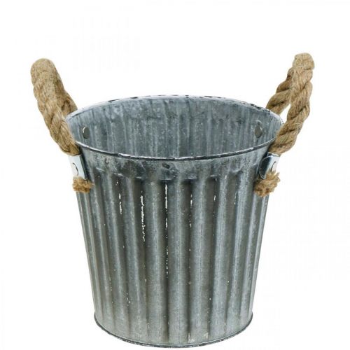 Metalen pot voor opplant, cachepot, plantenschaal met handvatten Ø18cm