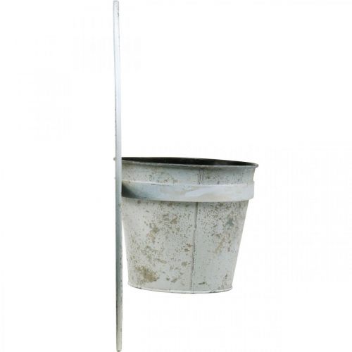 Artikel Bloempot shabby chic wanddecoratie wit metaal met ophanging Ø37cm