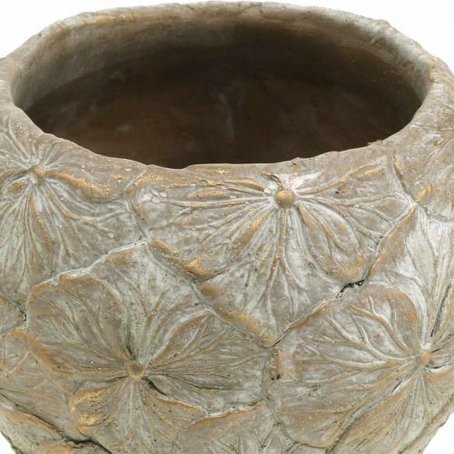 Floristik24 Bloempot beton klein bloemenpatroon vintage look Ø15cm H11cm