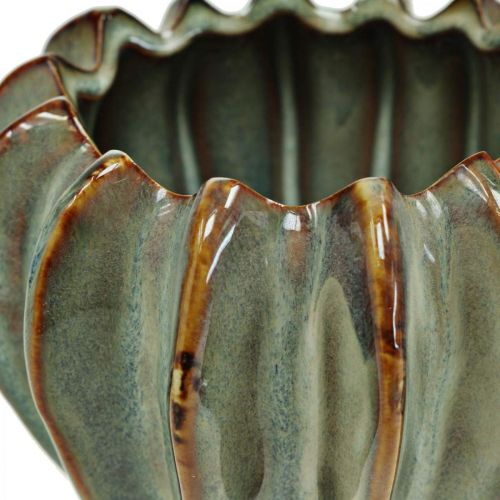 Floristik24 Keramische pot, kunstzinnige plantenbak, plantenbak turkoois, beige, bruin Ø11.5cm H9cm 2st