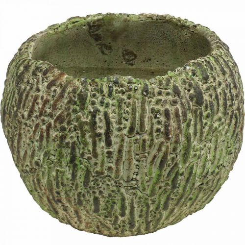 Artikel Plantenbak beton antiek look groen, bruine plantenpot rond Ø15.5cm