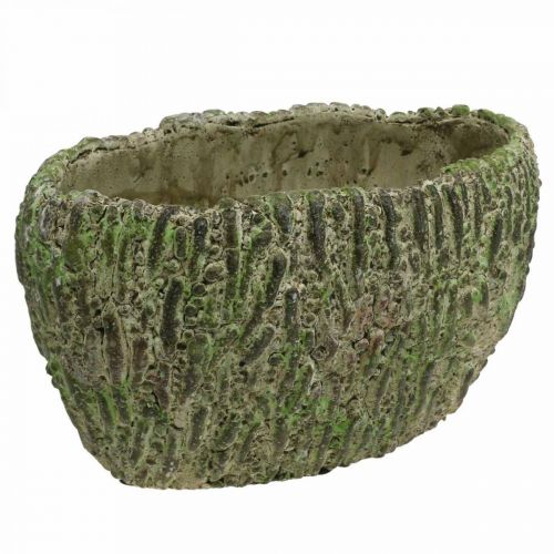 Floristik24 Plantenbak beton ovaal antiek look groen, bruin 24×14×13cm