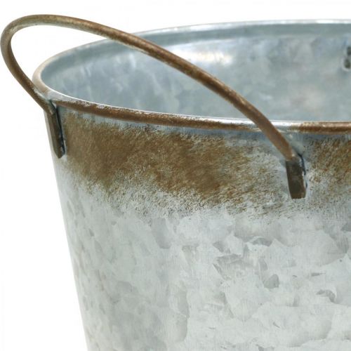 Artikel Sierpot met handvatten, decoratieve kom roestdecoratie, metalen vat zilver Ø26cm H25.5cm